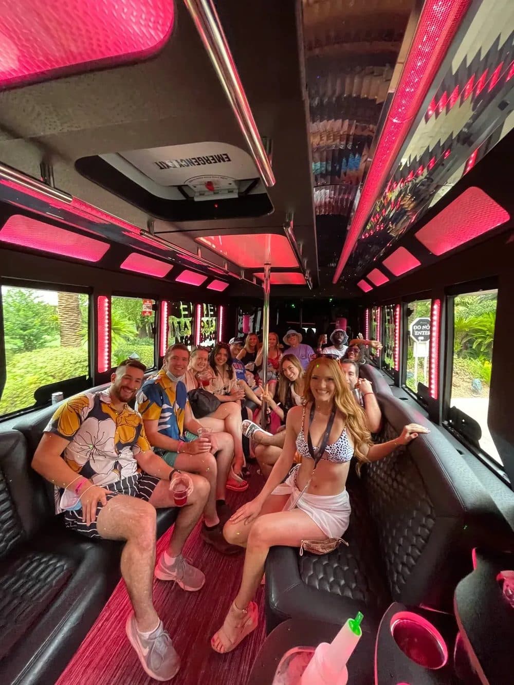 Daytime winery tour group on the bus